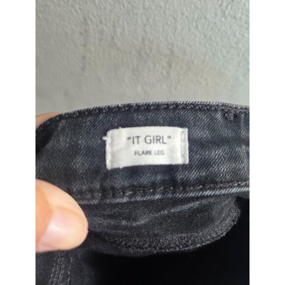 Avec Les Filles "IT GIRL" Black Mid Rise Flare Leg Denim Pants size 26 - Picture 10 of 11